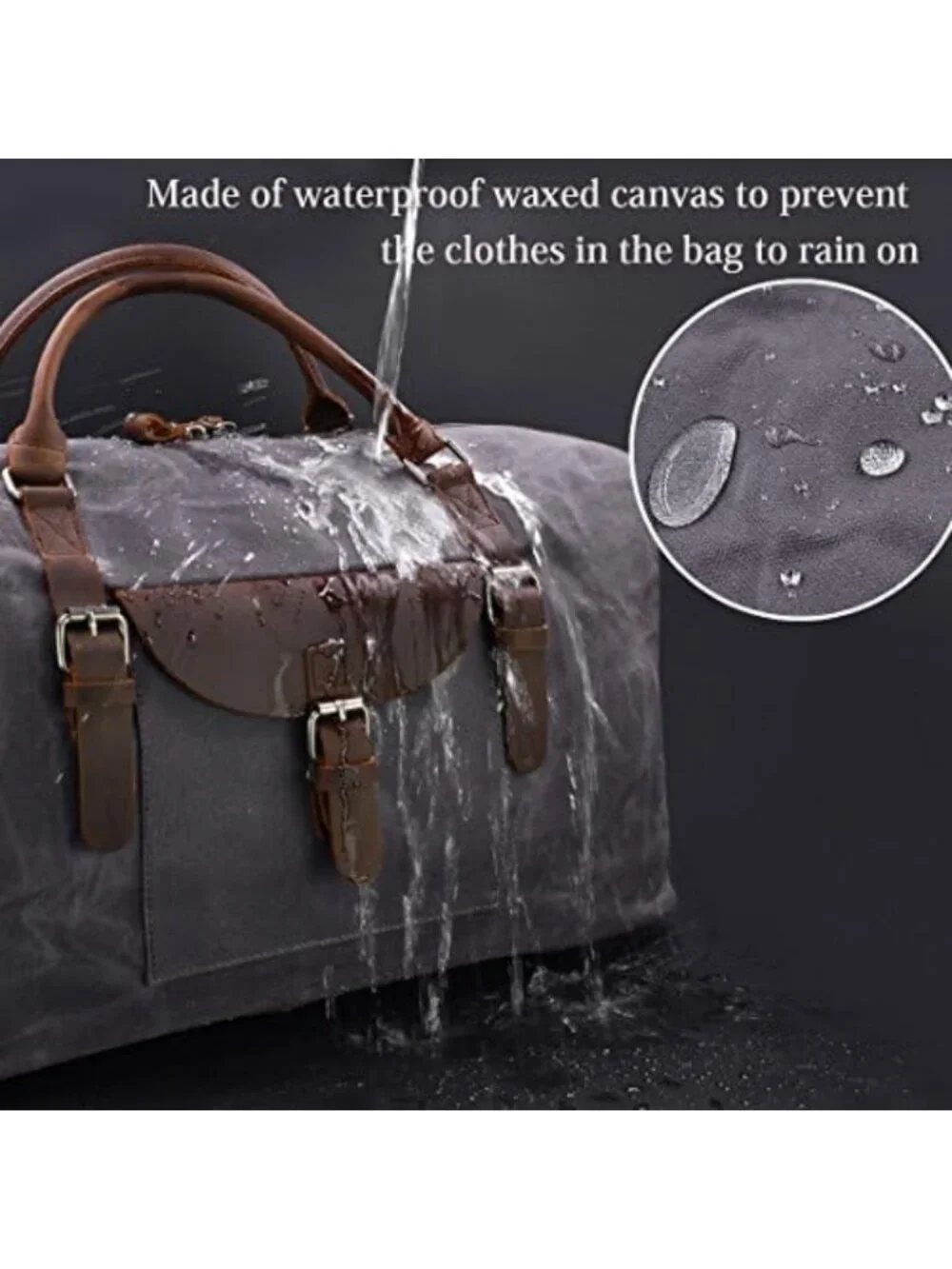 Waterproof Oversized Travel Duffel Bag | Canvas & Leather Weekender Carry-On